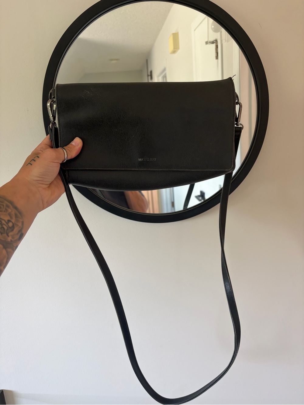 Matt & Nat Black Vegan Leather Crossbody Bag